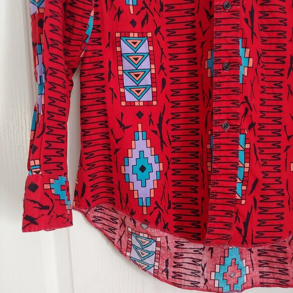Wrangler Cowboy Cut Long Tails Western Rodeo Native Aztec Button Shirt 16-34 - Picture 4 of 10